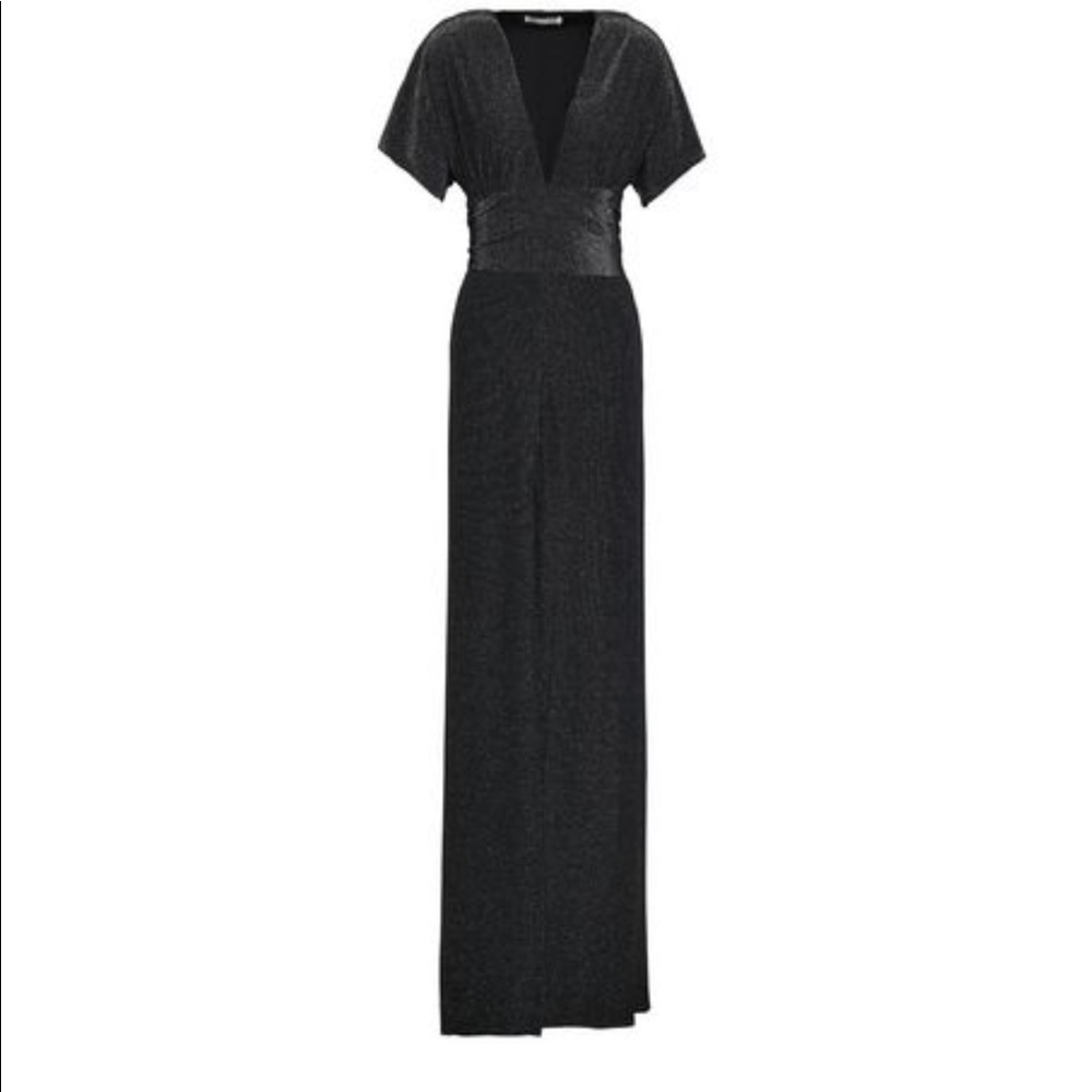 NWT Halston Heritage Tie-back metallic crepe gown